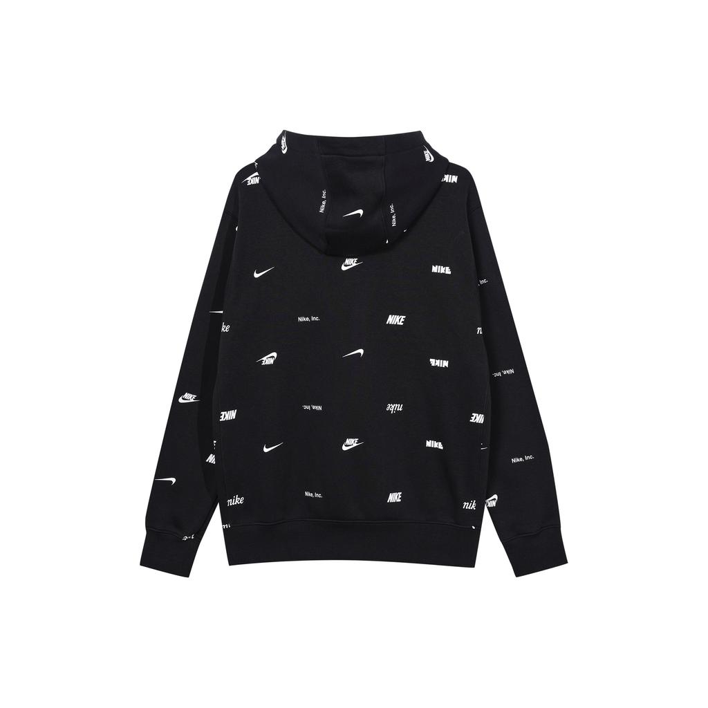 Nike Club Fleece All-Over Print Hoodie Men Sweatshirt Black FB7435-010