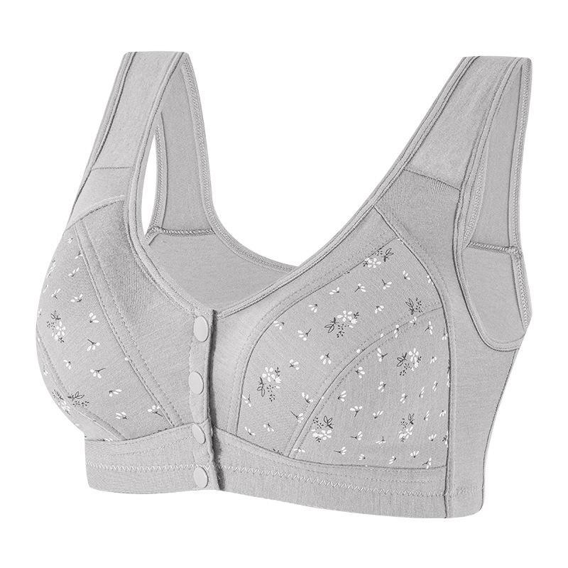 2024 Front Buckle Cotton Bras for Middle-Aged and Elderly Mothers - No Underwire, Vest Style, Supportive Fit