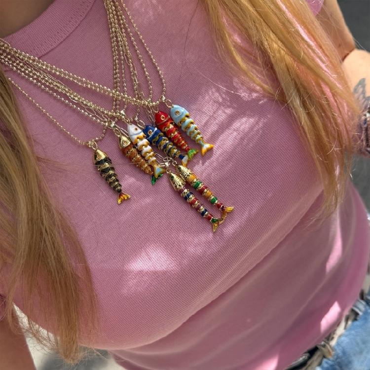 Summer Sea Charm Jewelry Copper Necklace with 6 Color Selection for Women Stylish Girls Collarbone Chain Gift