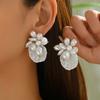 Stylish Portable Imitation Pearls Earrings Geometric Floral Design Perfect For Daily Wear And Special Occasions