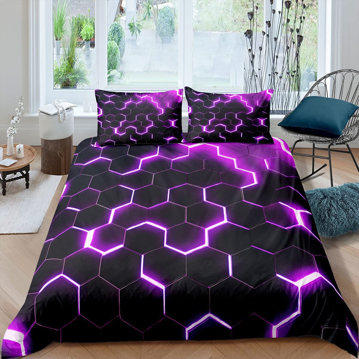 

Comforter 3D Geometric Patterns Printed Softly Bedding Set Stereoscopic Dense Hole Warmly Queen King Size 2/3Pcs Comforter (quilt)-EU Single(135*200cm)3pcs