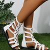 Fashion Sandalias De Mujer 2025 New Hollow Casual Women's Sandals Open Toe Cross Strap Ladies Shoes Wedges Summer LargeRoman Sandals
