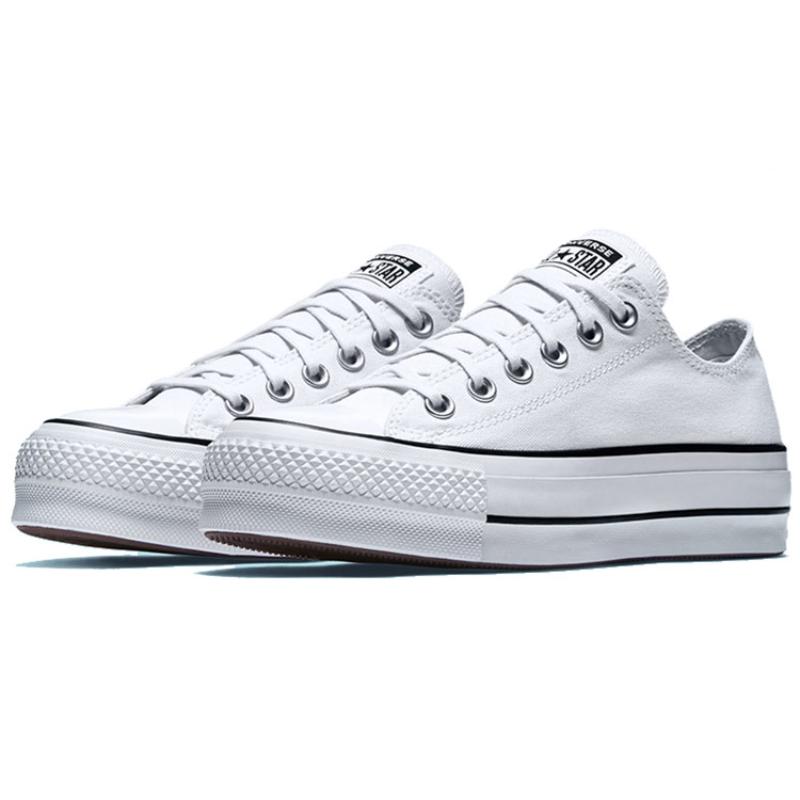 Converse Chuck Taylor All Star Platform Low Top Muffin Platform Low Top Canvas Shoes Women's Pure White