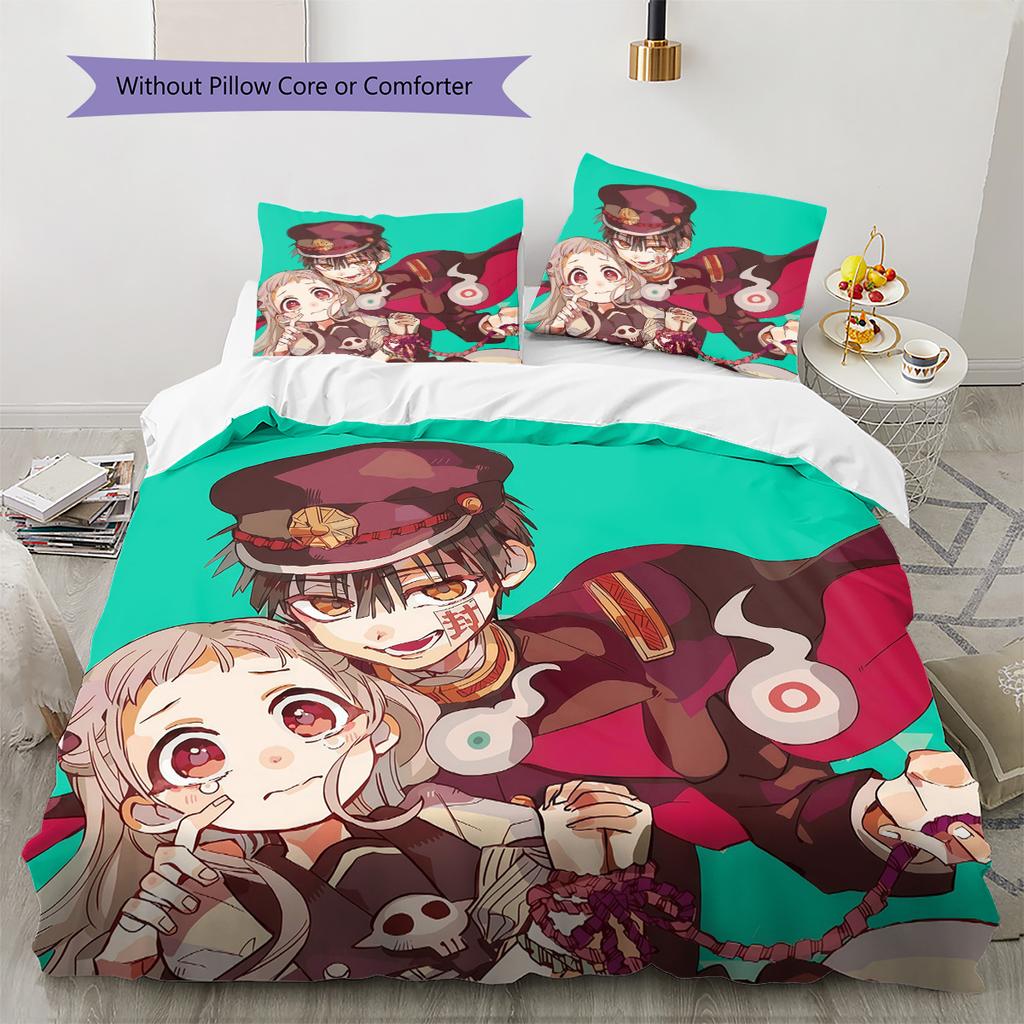 Toilet‑Bound Hanako‑kun2 Pattern Bedding Quilt Set  Home Decoration  Gift (1 * duvet cover + 2 * pillowcase  without core)