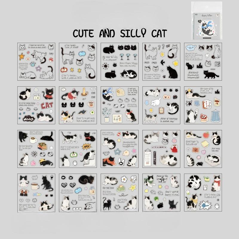Cute Cat Stickers Adorable Kitten Scrapbook Decals for Journal Diary Planners Kawaii Laptop Water Bottle Decor Animal Sticker