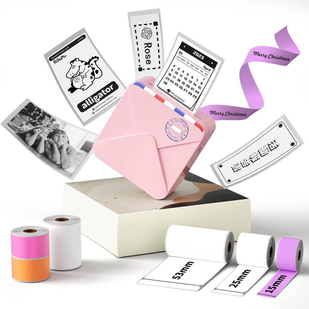 Phomemo M02S Thermal Printer Mobile Printer Label Writer 300DPI Smartphone Compatible Photo Printing Portable Diary Note Compatible with New Bluetooth