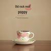 Oriental Poppy Ceramic Tea Cup - Elegant Light Luxury Design for Afternoon Tea