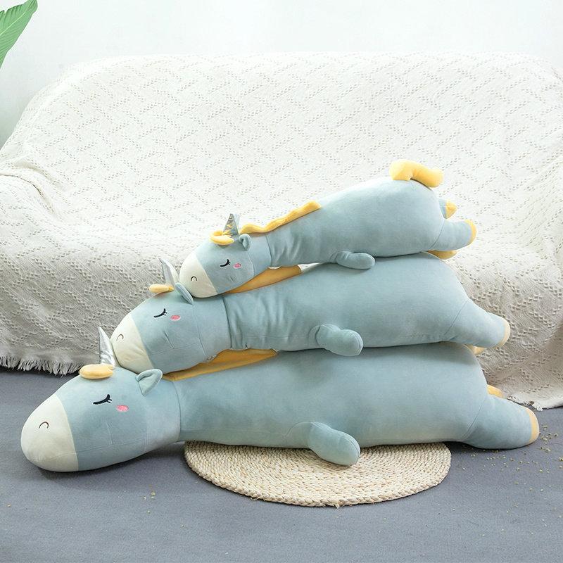 Giant Soft Toy Unicorn Stuffed Silver Horn Unicorn High Quality Sleeping Pillow Animal Bed Decor Cushion Throw Pillow