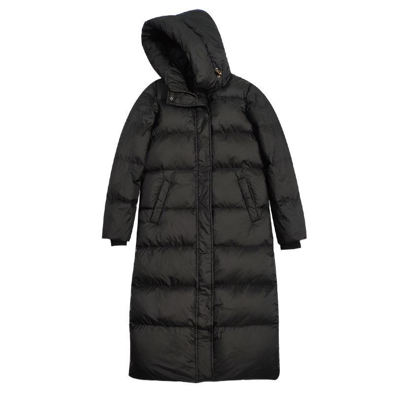 2024 Women's High-End Over-Knee White Goose Down Winter Coat