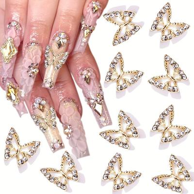 10pcs Butterfly Nail Charms With Rhinestones, Nail Art Accessories, Nail Art Supplies For Women And Girls, Nail Art Jewelry