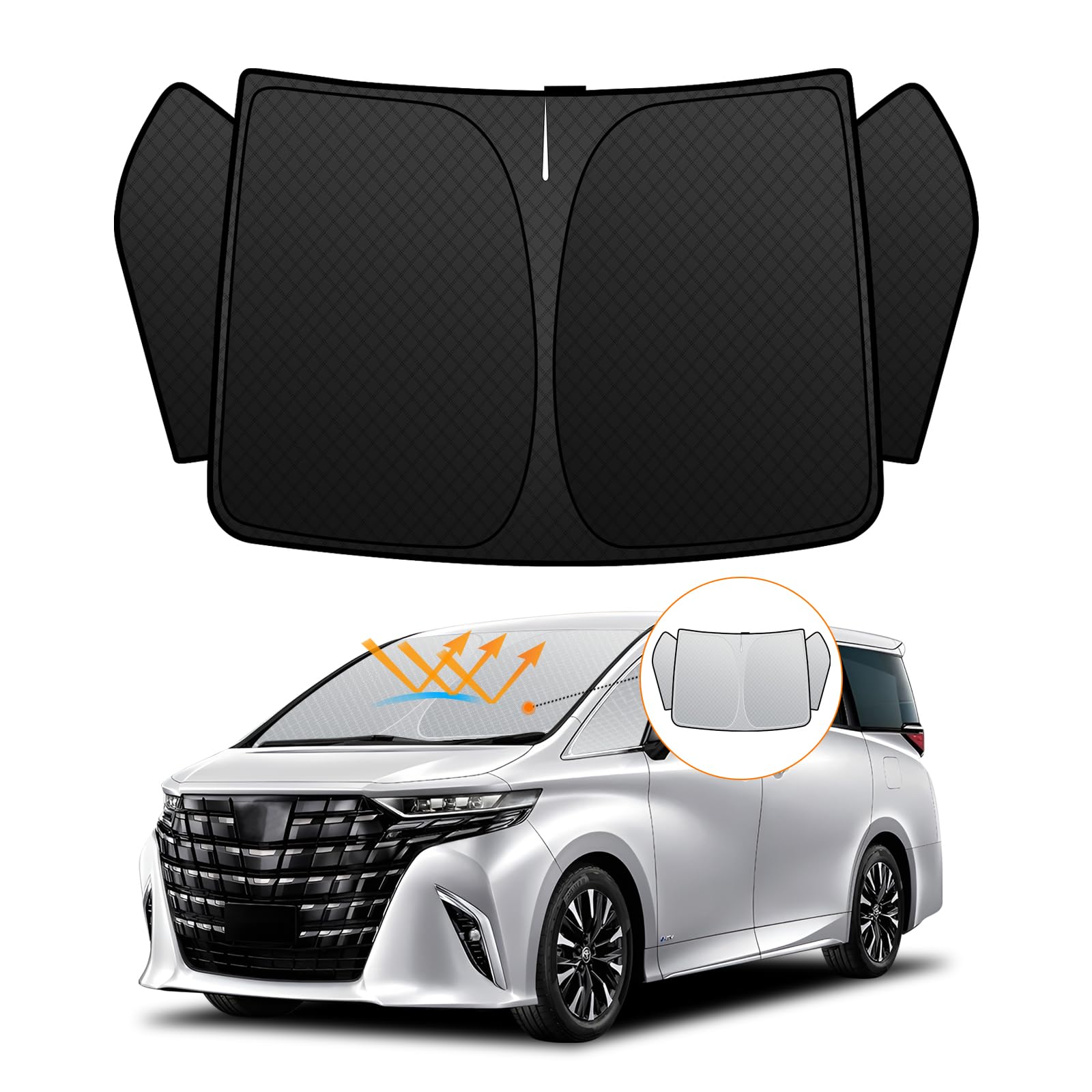 

Toyota Windshield Sunshade with UV No Suction Cups Light Blocking and Summer UV Easy Installation and Includes Storage Bag [Enhanced Edition] чёрный