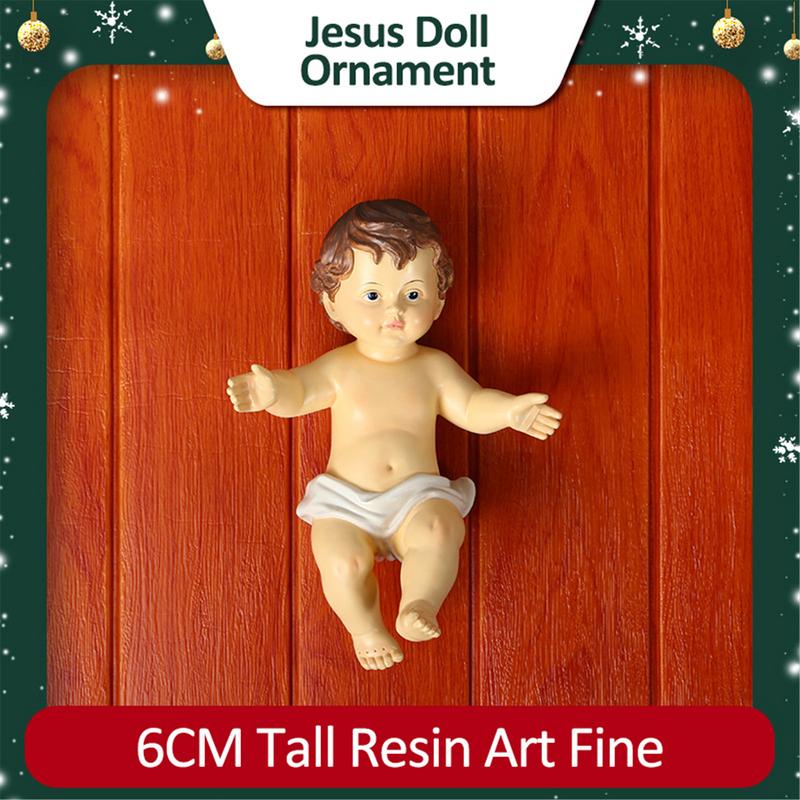 Figurina Religiosa Resina Presepe Gruppo Culla Piccolo Gesù Bambino Bambola Natale Chiesa Regalo Amicizia 6CM