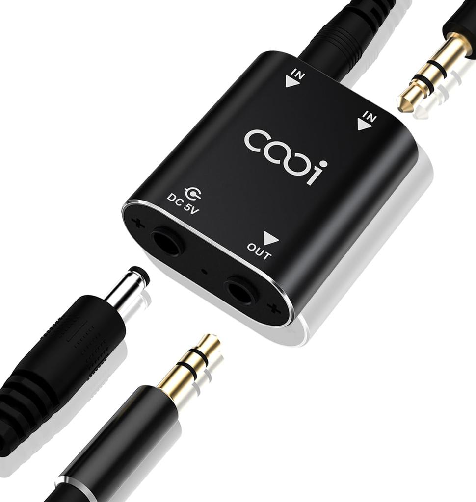 Cooidea 2-Channel Stereo Audio Mixer - Metal Shell, AUX Interface Compatible, 2-in 1-out Mini Stereo Sound Mixer with 1-Meter Audio Cable - for PC,