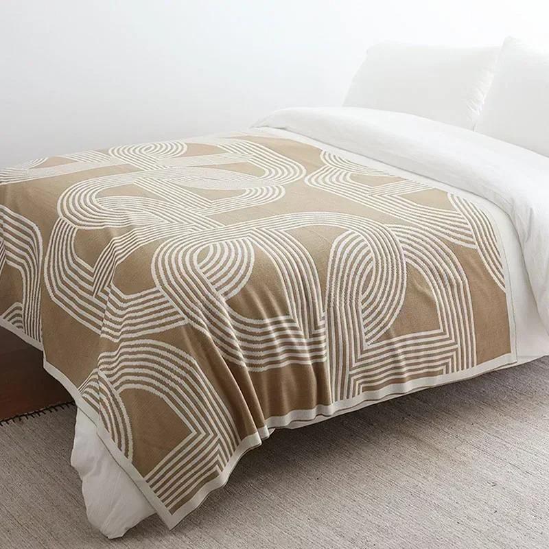Nordic Geometric Knitted Blanket for Beds Modern Simplicity Sofa Cover Luxury Throw Blanket Home Decor Bed End Towel Soft Shawl
