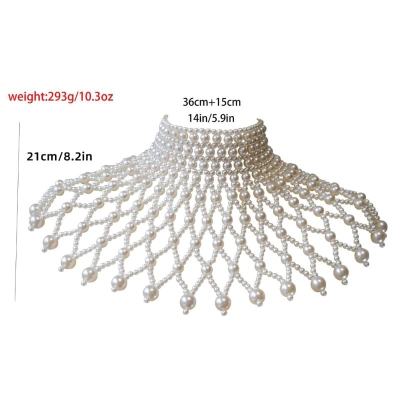Flapper Polierte Perlen Kragen Halskette Luxuriöse Körperkette Schmuck Idol Kostüm Vintage Perlen für Idol Tänzer