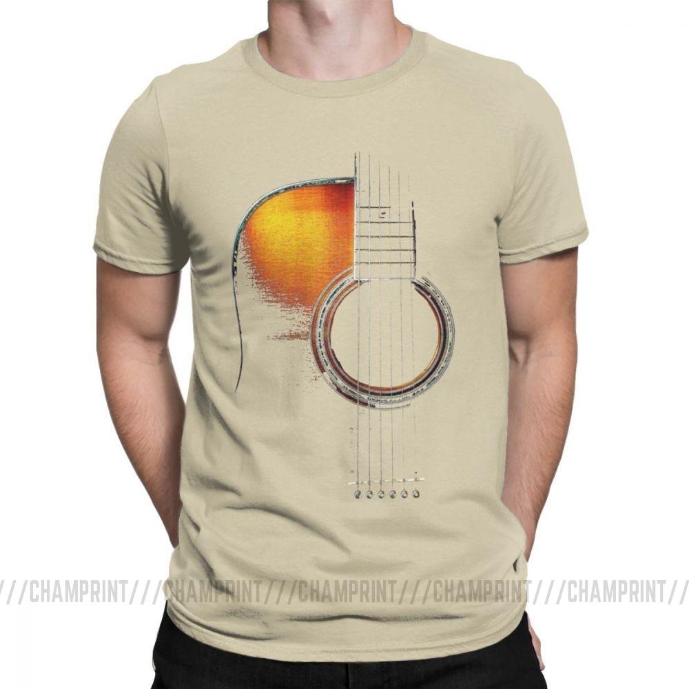 Men T Shirt Acoustic Guitar Hi Lite Music Vintage 100 Cotton Tees Short Sleeve T
