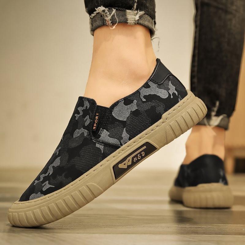 Camouflage canvas shoes men's shoes summer breathable sports shoes one-pedal lazy shoes ice silk umbrella cloth casual shoes men's shoes