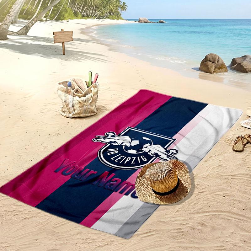 RB Leipzig FC Personalisiertes Bedrucktes Strandtuch Fußballlogo Unterstützung Benutzerdefinierter Name Text Absorbierendes Handtuch Für Sport Reisen Besonderes Geschenk