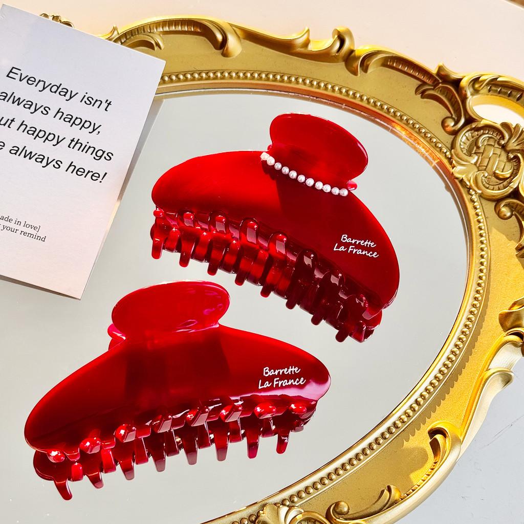 Stylish Red Series Large Acetate Hair Claw For Women Perfect For Fashionable Looks