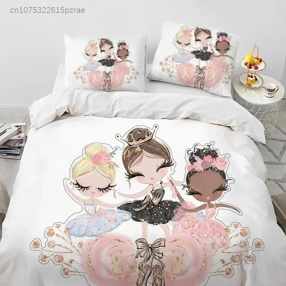 Cartoon Cute Ballet Girl Ballerina Bedding Set Bedroom Soft Modern Bedspreads Comefortable Duvet Cover Quilt Cover Pillowcase