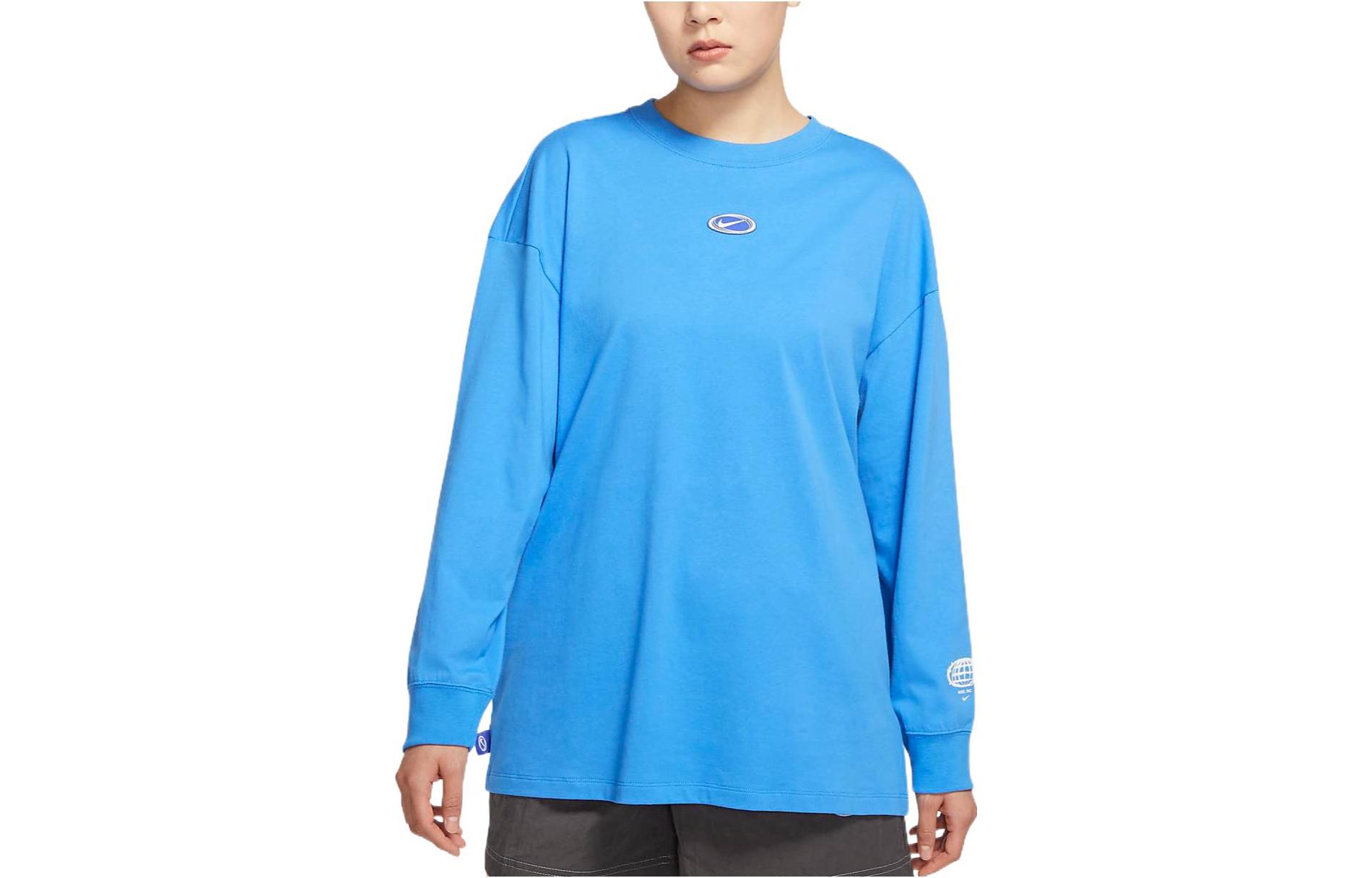 Nike Drop Shoulder Sleeve T Shirt Women s Blue FB1824-435 S