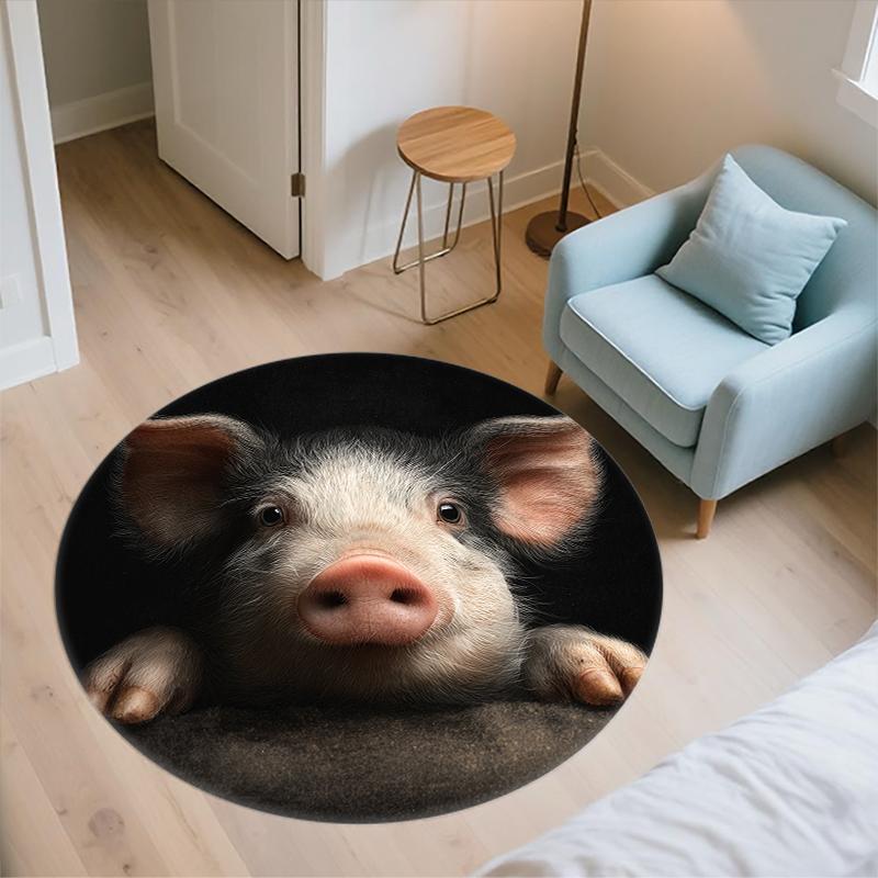 Piglet pattern round rug,Carpet Rug for Living Room Bedroom  Playroom ,Non-slip Floor Mat,Holiday Gifts and Birthday Gifts.