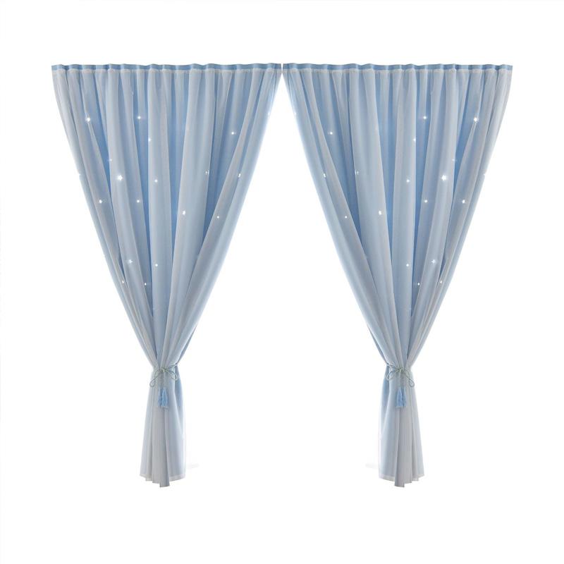 1PC Stars Blackout Self-Adhesive No Punching 1Mx2M Double Layer for Living Room Windows Curtain Self-Adhesive Sheer Curtains