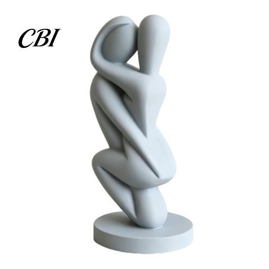 Burr-free Surface Ornament 3D Printed Hugging Couple Sculpture, Abstract Embrace Figurine with Smooth Curves, Minimalist Statue Stable Base Decoration
