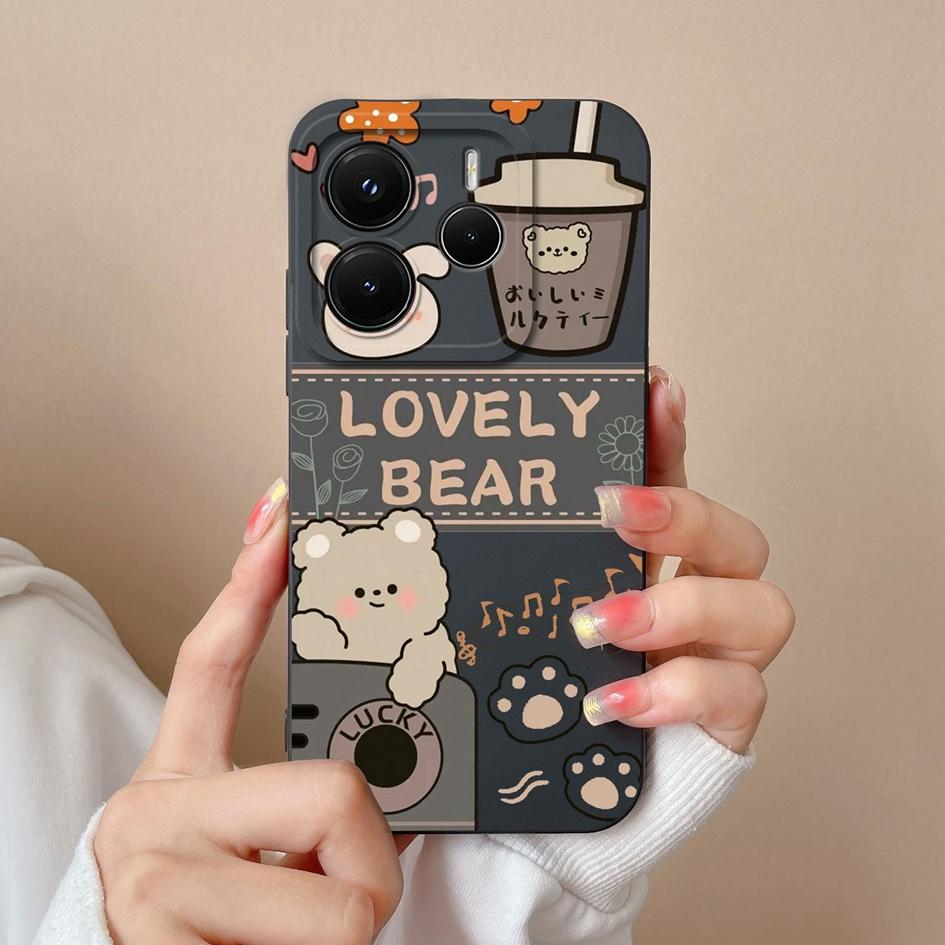 Case For Redmi Note 11 12 14 12R 11E 11T 14S 12S 11S 12Turbo Pro Plus 4G 5G Lovely Bear Pattern High Quality Anti Slip Silicone Housing For Redmi Capa