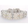 Dog Cat Pearl Collars With Crystal Rhinestone Diamond Dcor, Adjustable Cute Fashion Pet Pu Leather