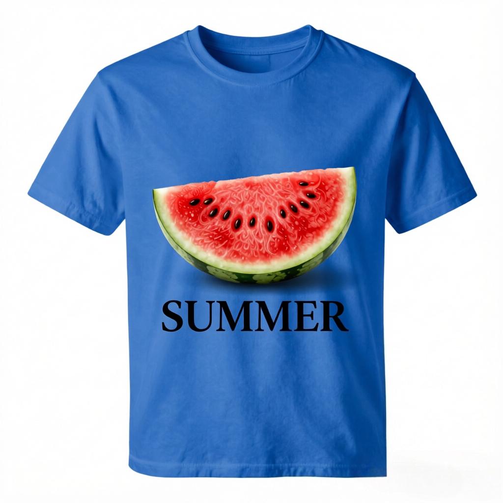 Fresh Summer Watermelon Summer Typography Print Unisex Loose Fit Cotton Casual Tees