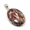 Cappuccino Jasper Gemstone 925 Solid Sterling Silver Jewelry Pendant 1.69" SU-10286