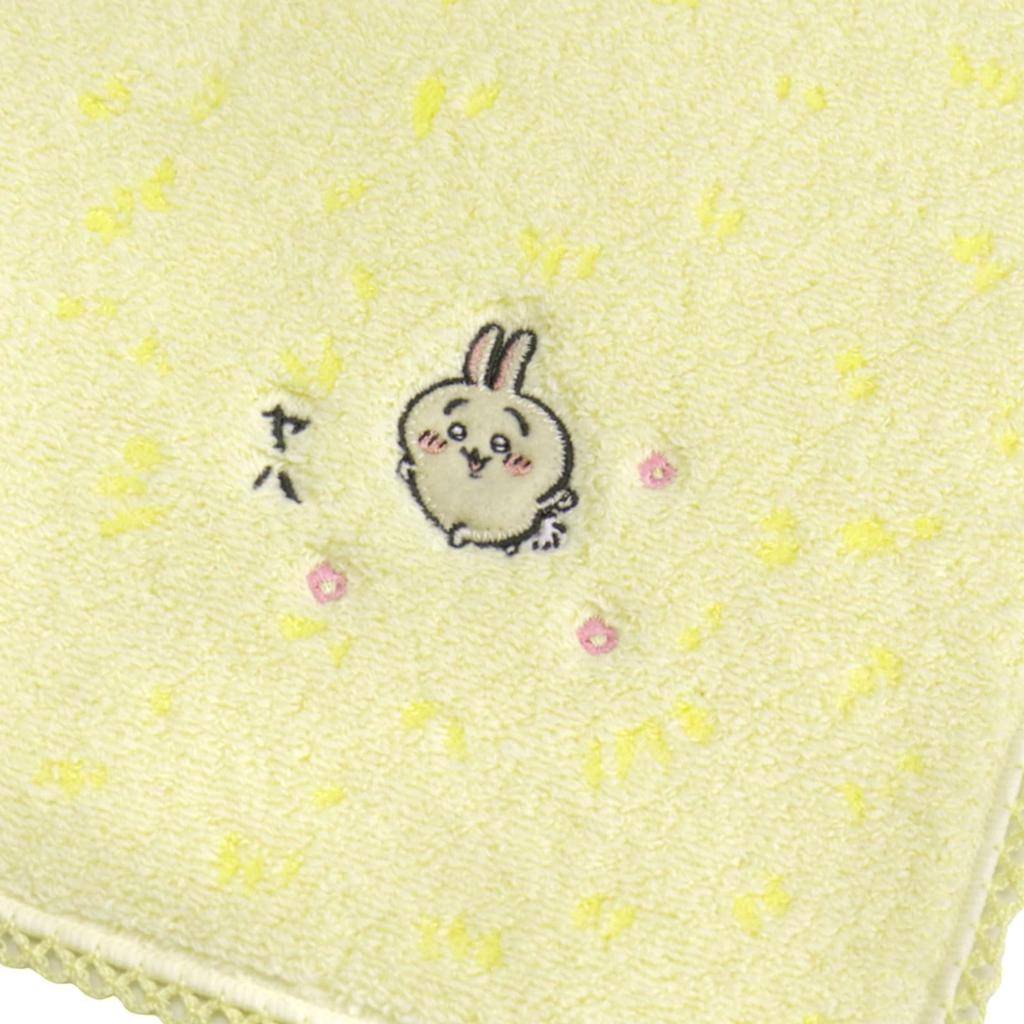 Chiikawa Grass Pattern Towel 27108001 25cm W X 25cm H Women's Handkerchief, (27108001B), Yellow, Approx.