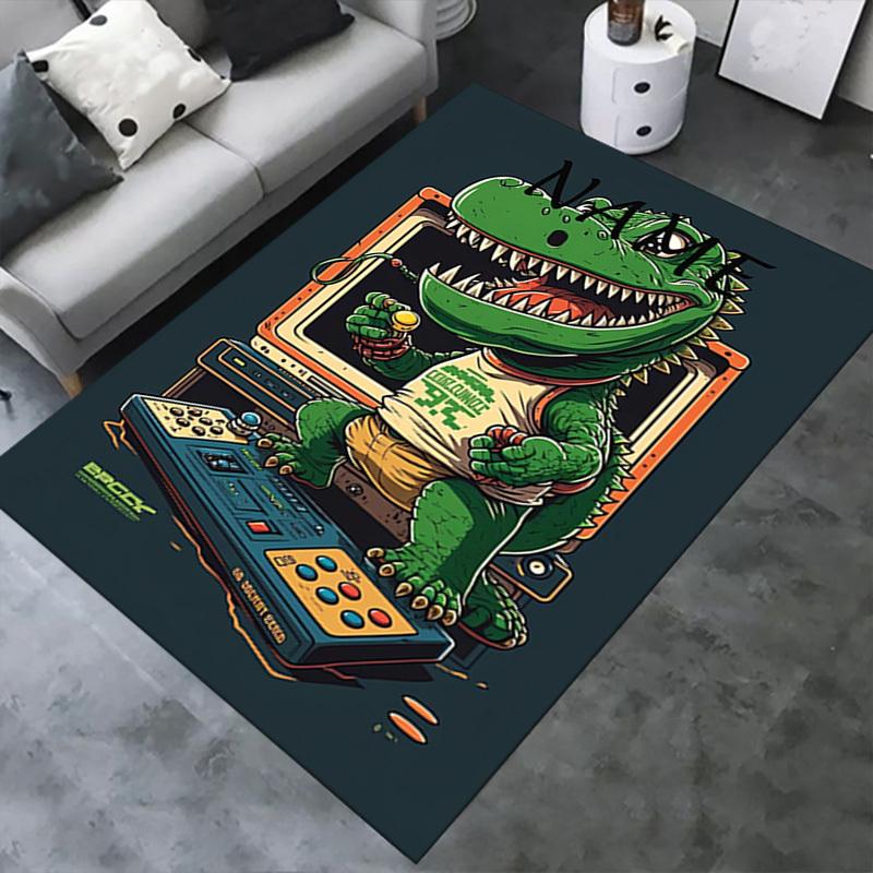 Crocodile, Retro, Gaming Office Carpet Soft Polyester Entrance Carpet Washable Non slip Machine Wash