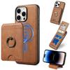 2 In 1 Magnetic Leather Flip Wallet Ring Holder Case for Magsafe IPhone 16 15 14 13 12 Pro Max Plus 16e I16 Mag Safe Stand Cover
