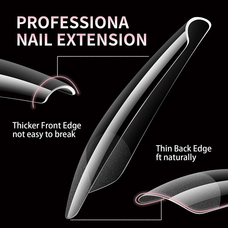 550PCS False Nail Tips Soft Gel Fingertip Semi-matte Capsules Almond French Coffin Full Cover Artificial Fake Nails Extension