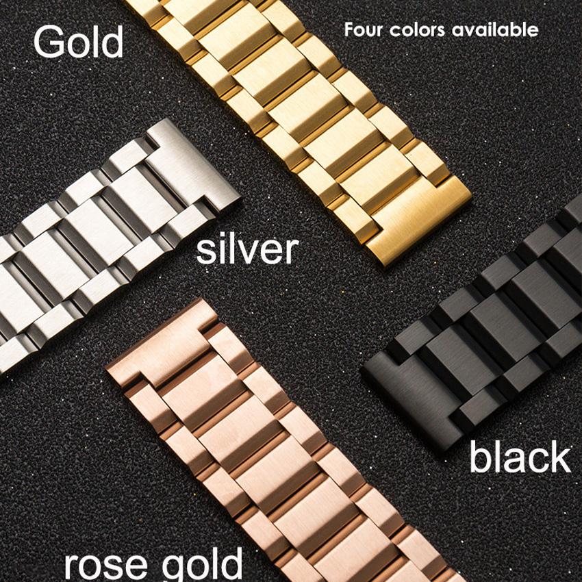 18mm 19mm 20mm 21mm 22mm 23mm 24mm 25mm Stainless Steel Strap Metal Watch Band Link Bracelet Watchband Black Silver Rose Gold