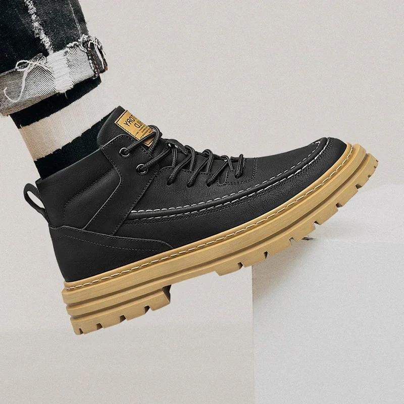 Botas masculinas de tamanho grande, sapatos de elevação, botas de couro de alta qualidade, saltos ocultos, sapatos de elevação, sapatos masculinos de 7 cm mais altos