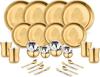 Klassisches Essentials Essgeschirr-Set aus Edelstahl, Goldfarben, mit hochwertiger PVD-Beschichtung und permanentem Laserdesign (28er-Satz)