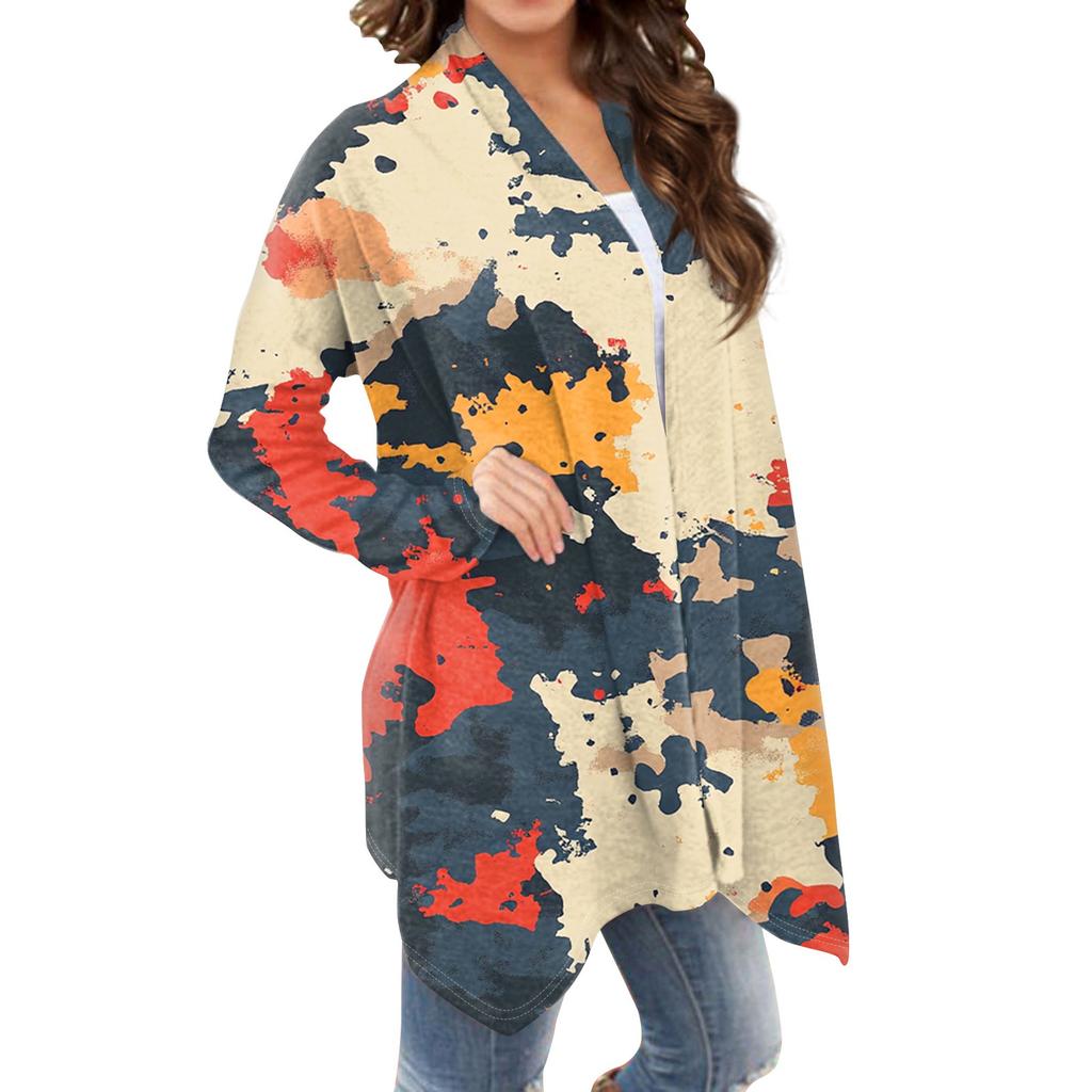 Dámská móda ležérní vánoční potisk Středně dlouhý svetrový kabátek