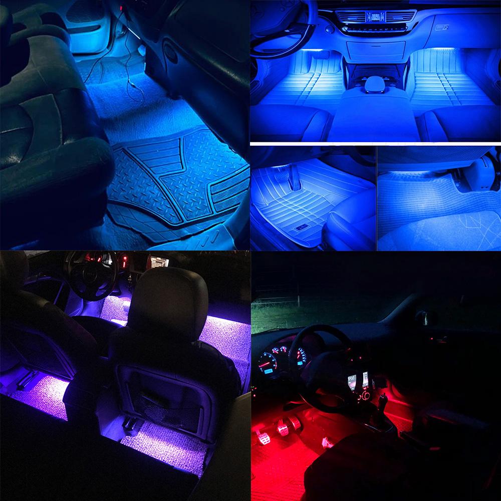 Universal Car RGB Ambient Lights LED Strips Interior Lamps 8 Colors Decorative Off Road 4x4 SUV Automobile Accessories Smart 12V Neon Lights 4