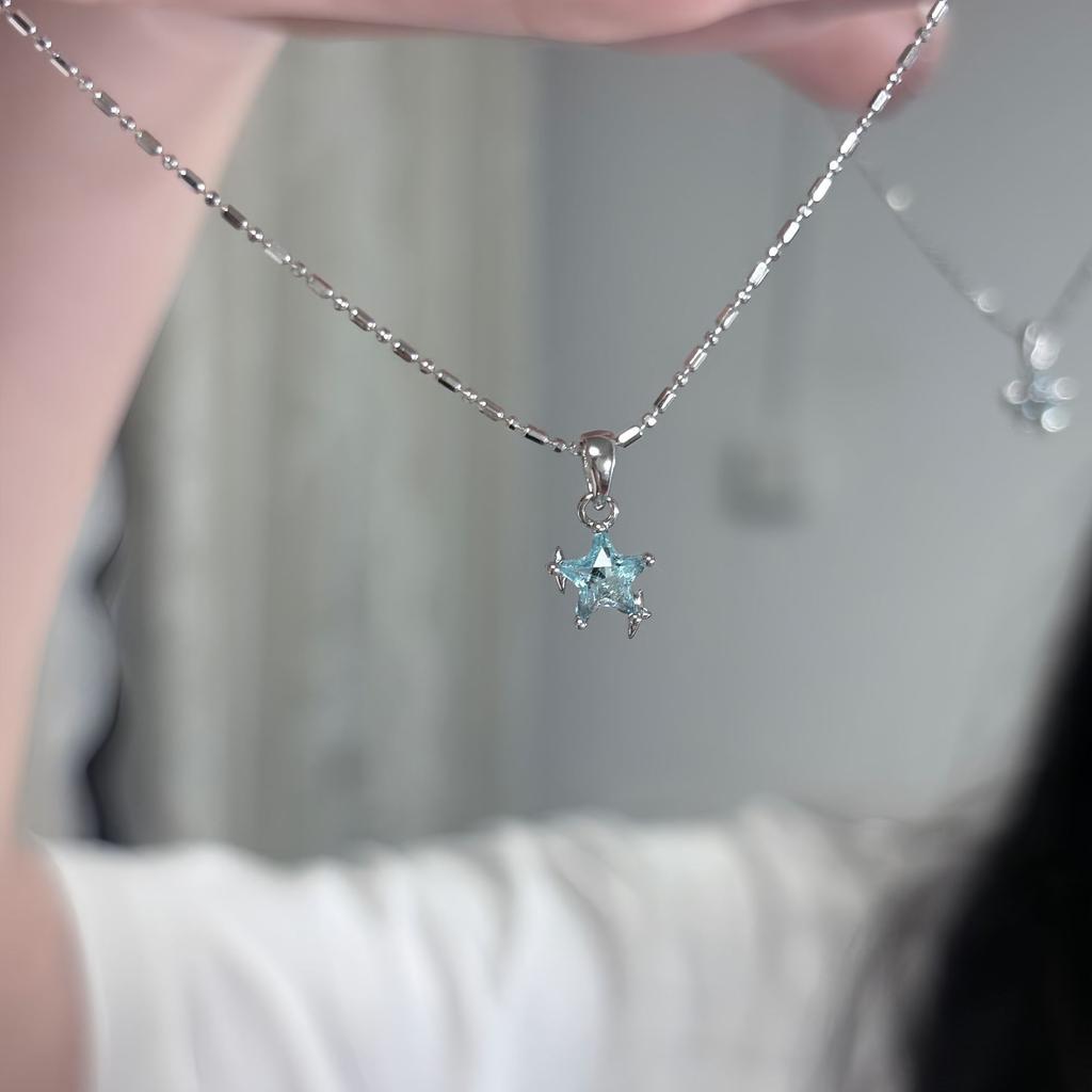 Blue Star Necklace, Light Luxury, Super Immortal Pentagram Collarbone Chain, Korean Version, New Popular Necklace