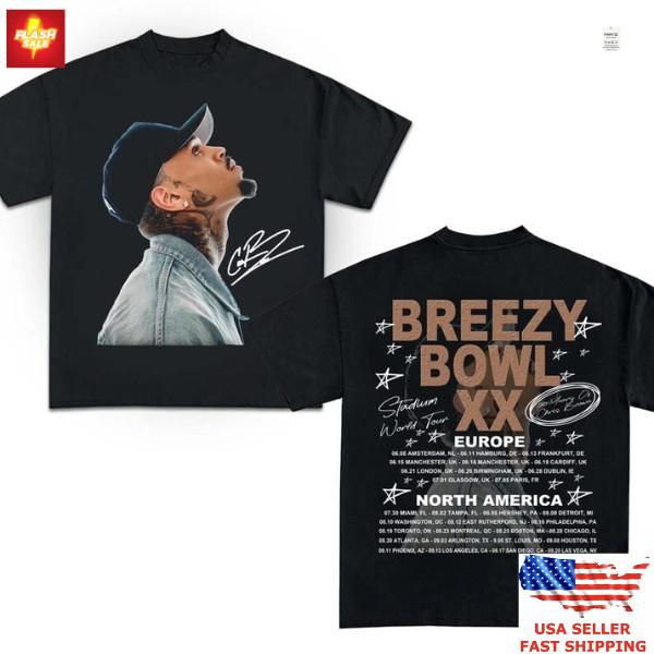

Chris Brown Breezy Bowl XX Tour T-Shirt Stadium World Tour 2025 Shirt Unisex Unisex T-Shirt S