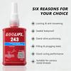 Loolifl 243 Thread Locker Blue Oil Resistant Anaerobic Glue Medium Strength Screw Adhesive Anti-Loose Sealant Removable Metal