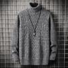 Men's Solid Color Jacquard Knit High Collar Double Lapel Sweater