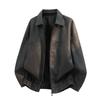 New PU leather jacket for men, American vintage workwear style, tough relaxed style, old money street style, minimalist