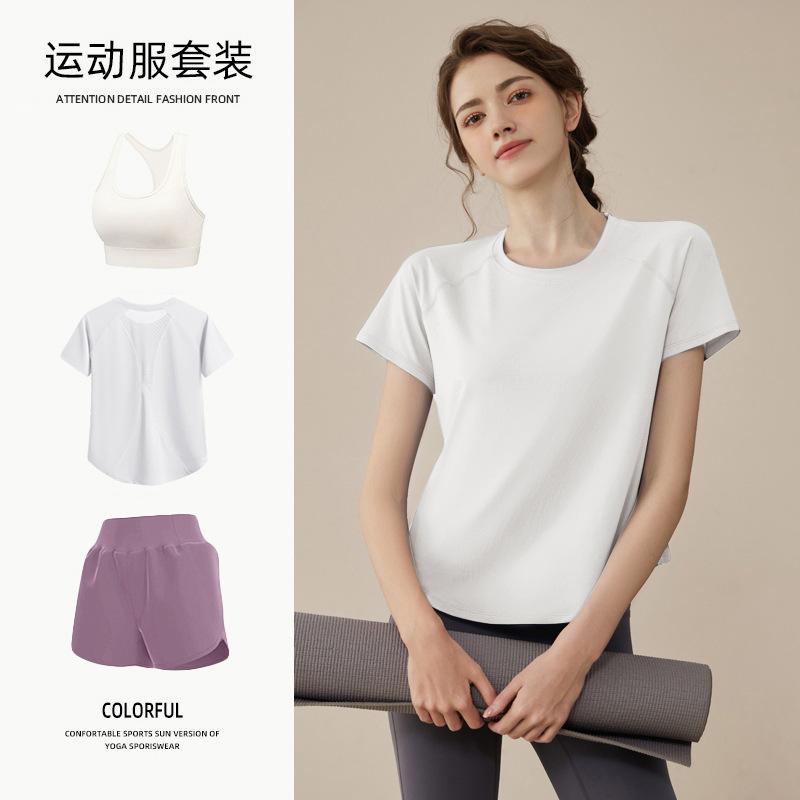 Tennis suit women's short-sleeved training clothes outdoor running quick-drying clothes thin badminton T-shirt fitness clothes