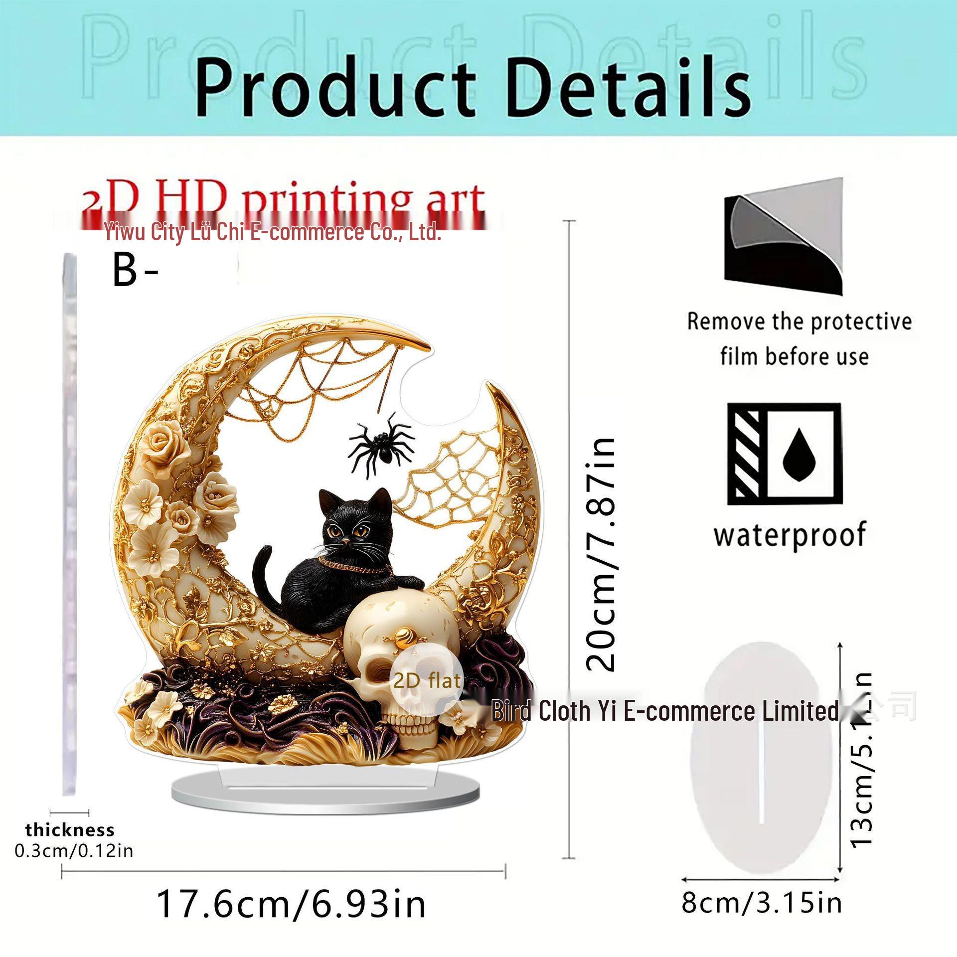 

Halloween Ghost & Cat Desktop Decoration with Pink Bow and Pumpkin See image for details