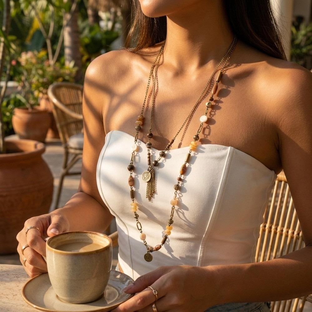 2pcs Zinc Zinc Alloy Layered Necklace Set Round Pendant Stacked Necklace Set Valentine's Day Gift