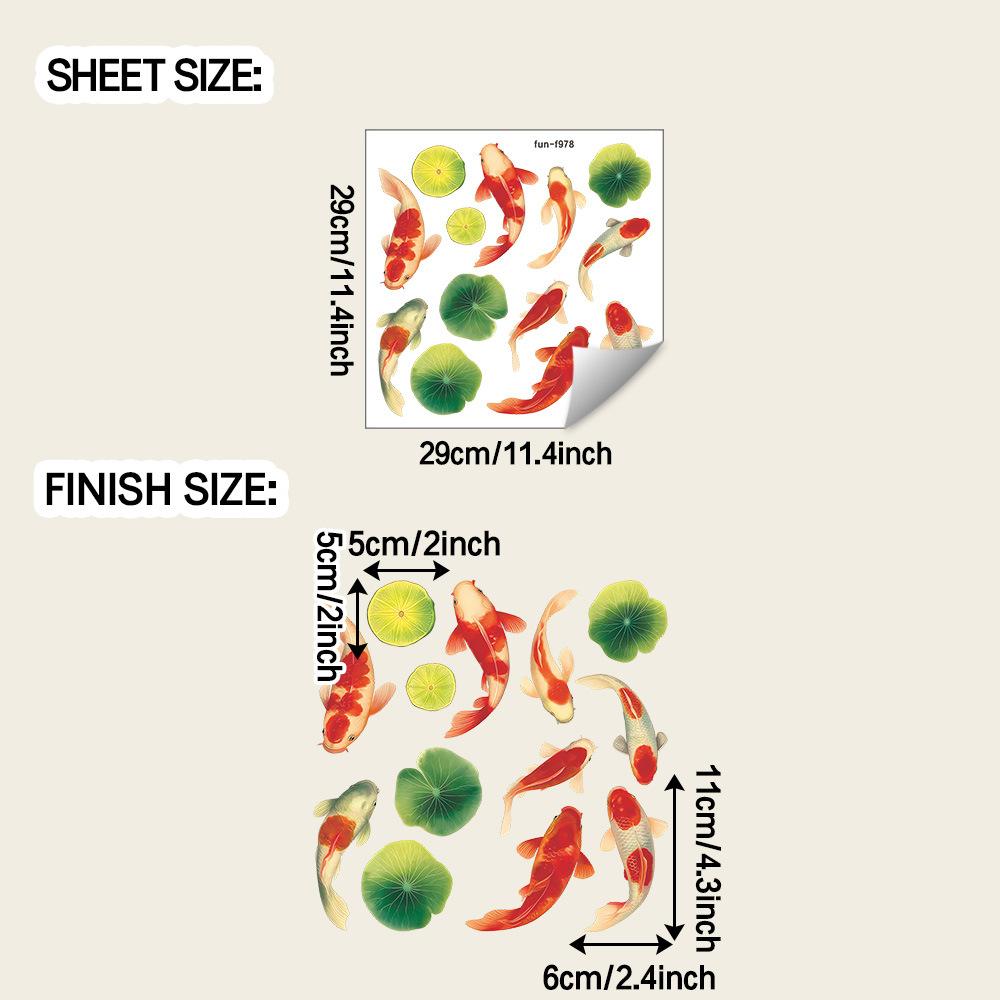 

Креативные наклейки для ванной комнаты с плавающими карпами кои и листьями лотоса, для украшения и благоустройства дома